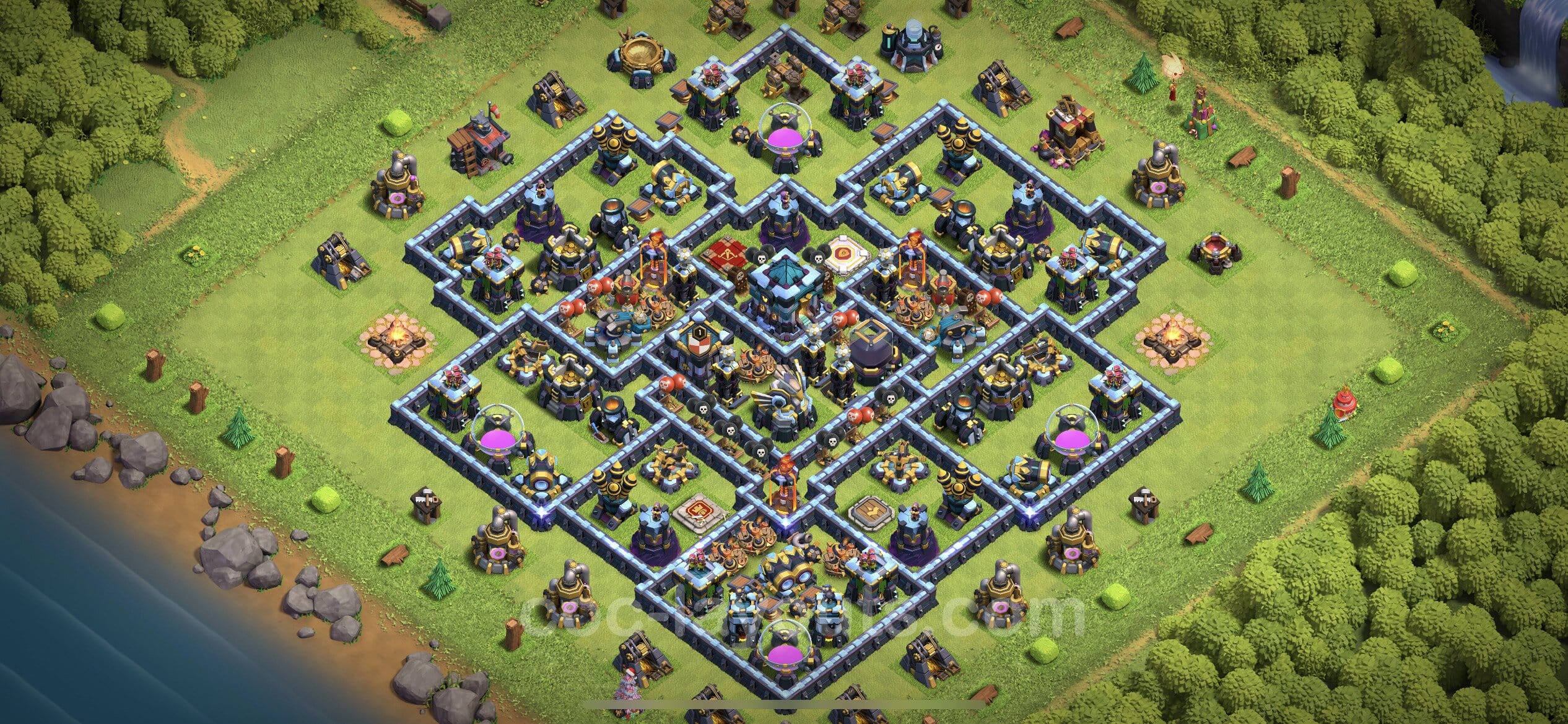 TH13 Trophy Layout 7 -  base layout with copy link for Clash of Clans 2026