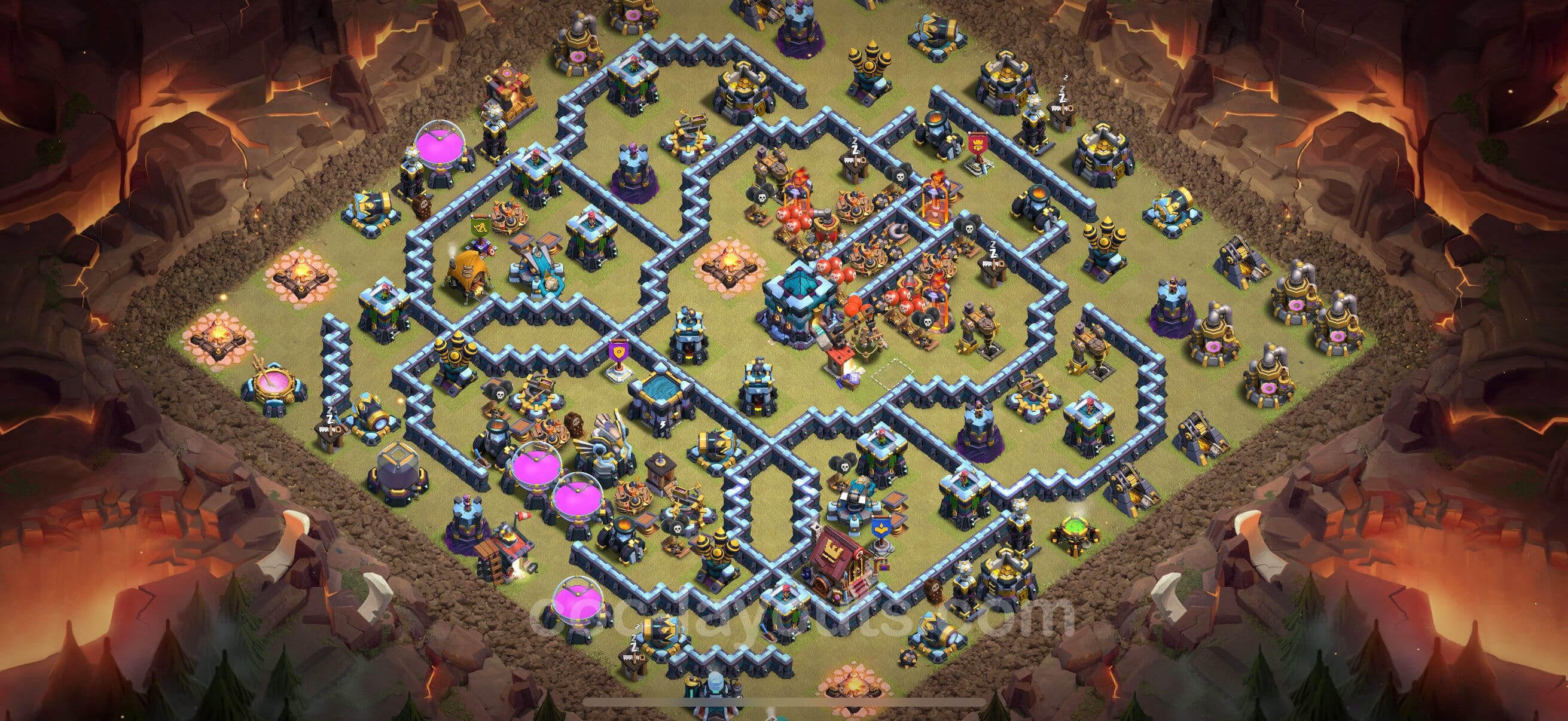 TH13 Trophy Layout 14 -  base layout with copy link for Clash of Clans 2026