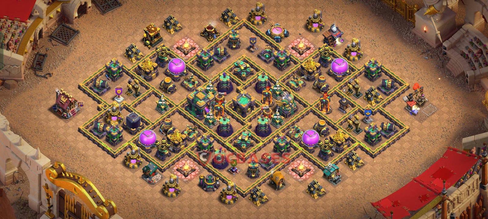 TH14 War Layout 13 - #symmetric base layout with copy link for Clash of Clans 2026