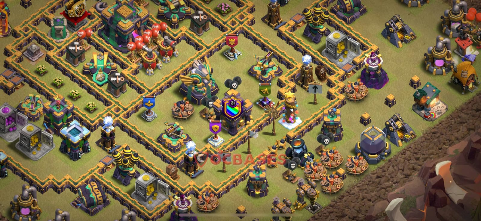 TH14 War Layout 35 - symmetric, anti electro dragon base layout with copy link for Clash of Clans 2026