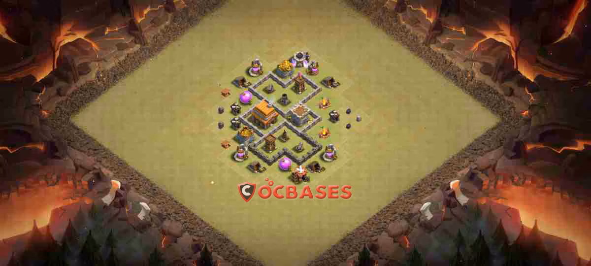 TH4 War Layout 28 - cwl, #anti 3 stars base layout with copy link for Clash of Clans 2026