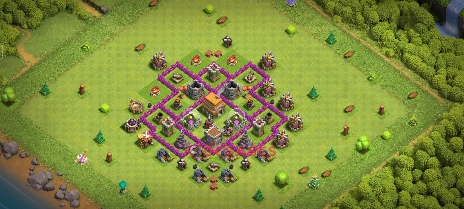 TH6 War Layout 17 -  base layout with copy link for Clash of Clans 2026