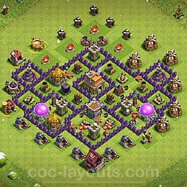 TH7 Trophy Layout 7 -  base layout with copy link for Clash of Clans 2026