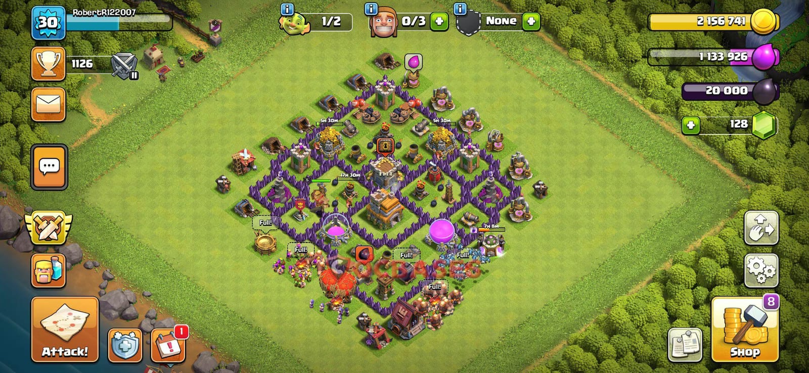 TH7 War Layout 14 -  base layout with copy link for Clash of Clans 2026