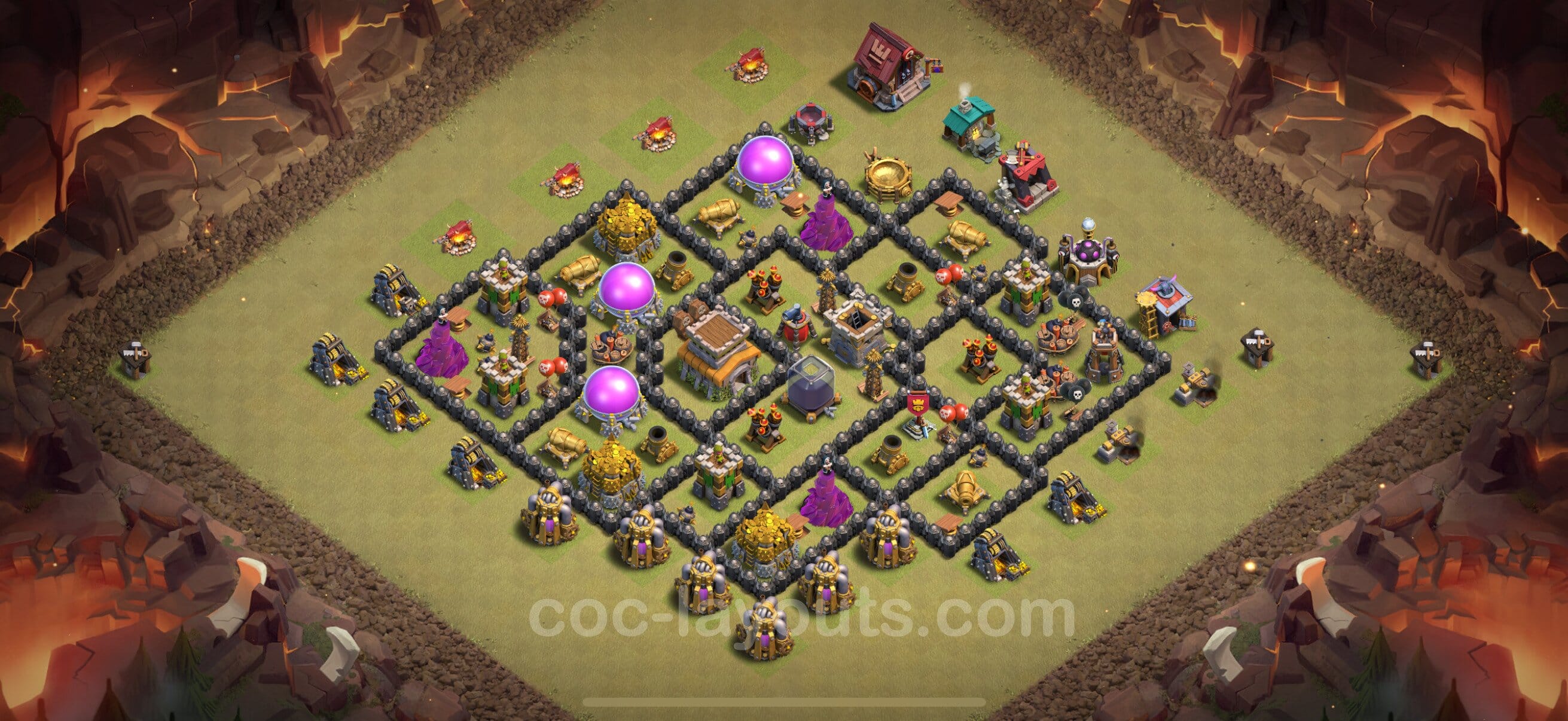 TH8 Farming Layout 26 -  base layout with copy link for Clash of Clans 2026