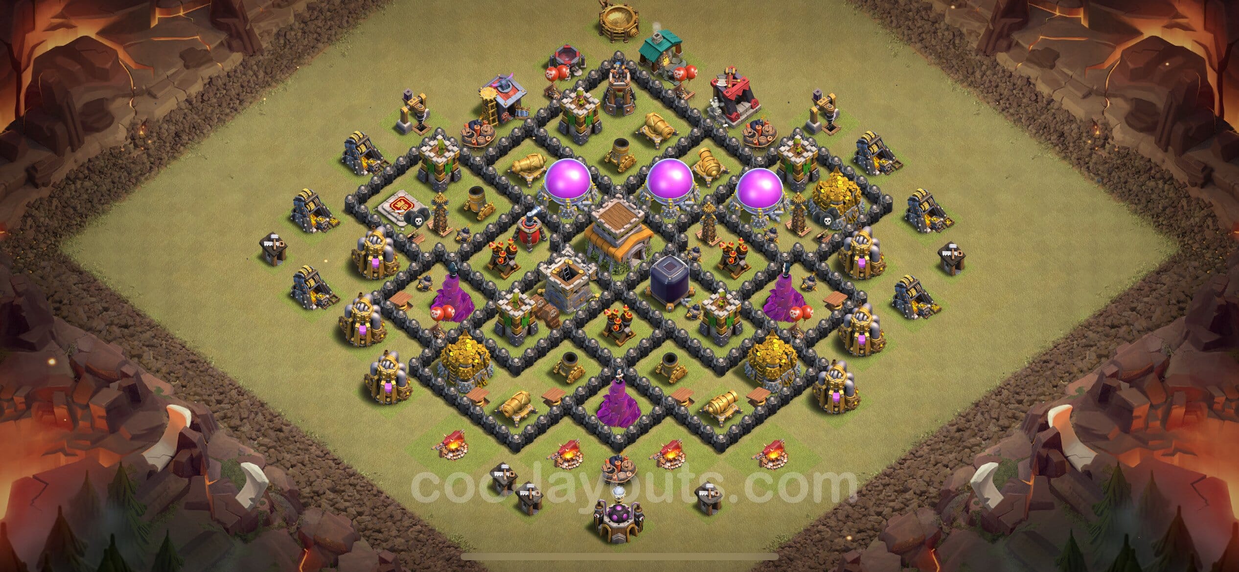 TH8 Trophy Layout 3 -  base layout with copy link for Clash of Clans 2026