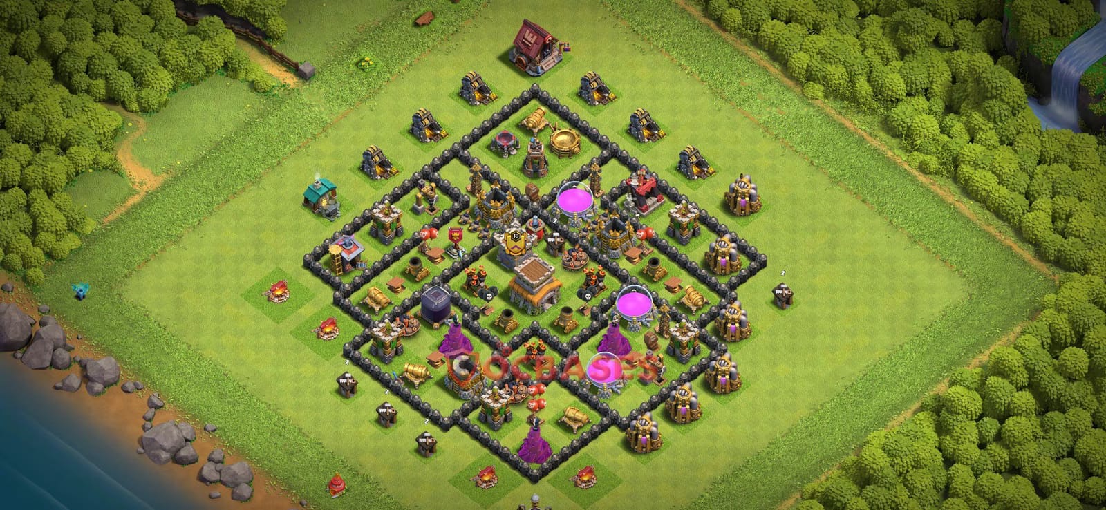 TH8 War Layout 21 -  base layout with copy link for Clash of Clans 2026