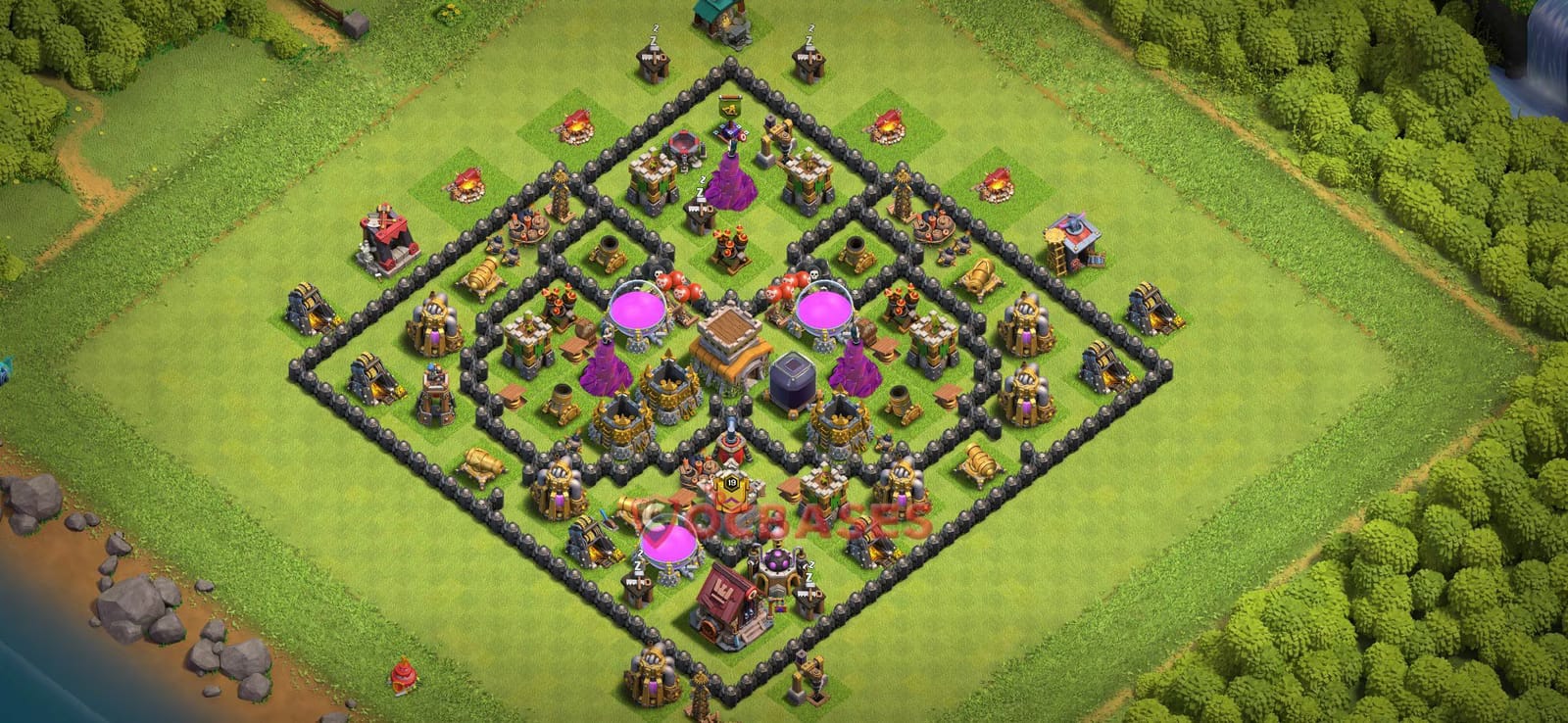 TH8 War Layout 23 -  base layout with copy link for Clash of Clans 2026