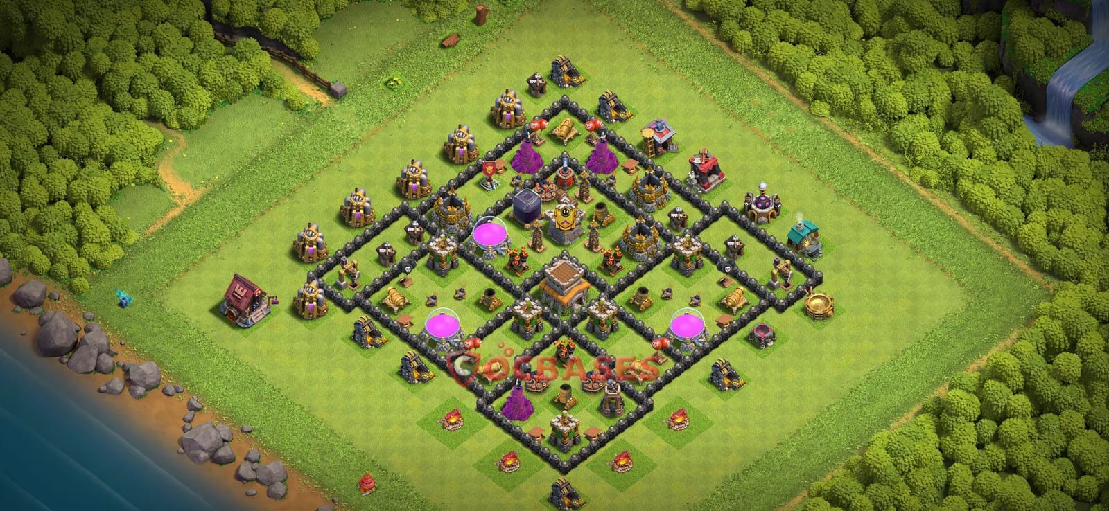 TH8 War Layout 32 -  base layout with copy link for Clash of Clans 2026