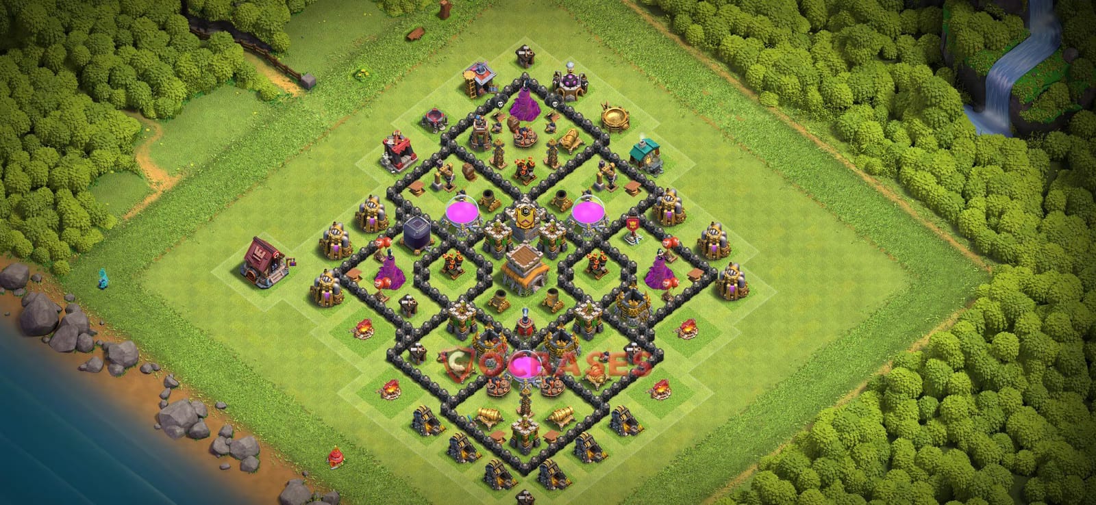 TH8 War Layout 34 -  base layout with copy link for Clash of Clans 2026