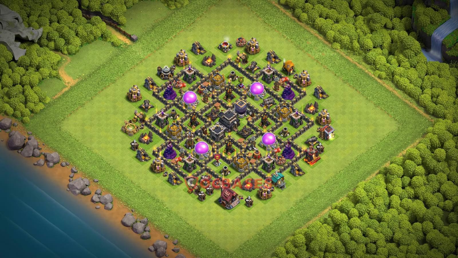 TH9 Anti 3 star Layout 25 - anti 3 stars, anti air base layout with copy link for Clash of Clans 2026