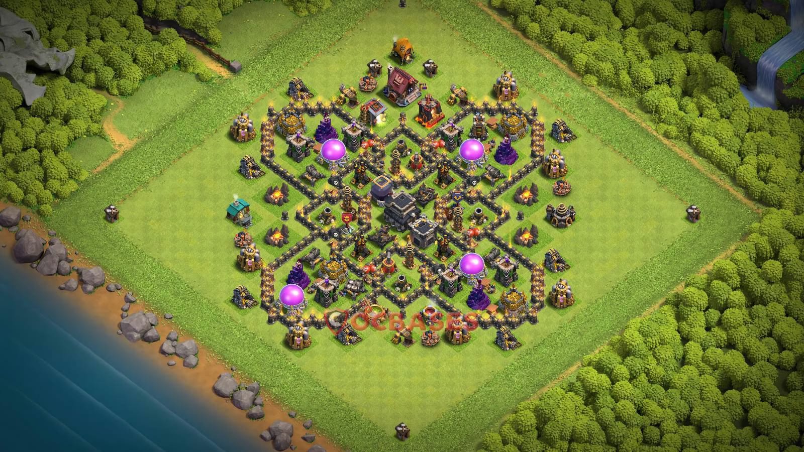 TH9 Anti 3 star Layout 28 - anti 3 stars, anti ground base layout with copy link for Clash of Clans 2026