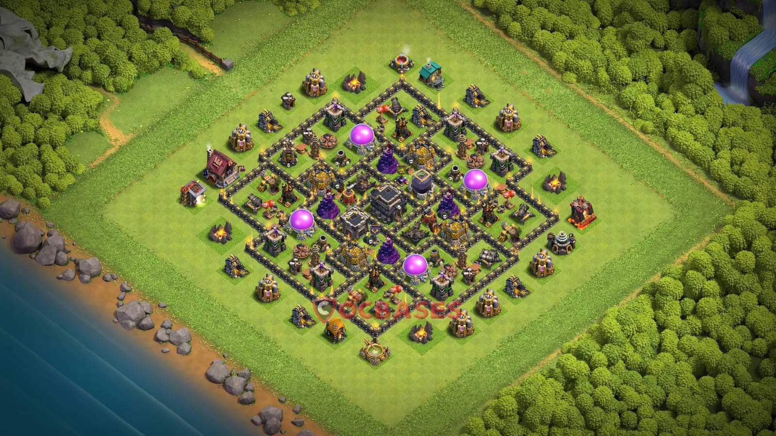 TH9 Anti 3 star Layout 33 - anti 3 stars, anti ground base layout with copy link for Clash of Clans 2026