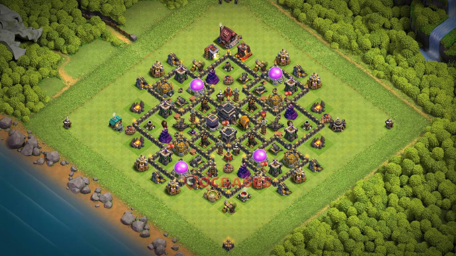 TH9 Anti 3 star Layout 35 - anti 3 stars, anti ground base layout with copy link for Clash of Clans 2026
