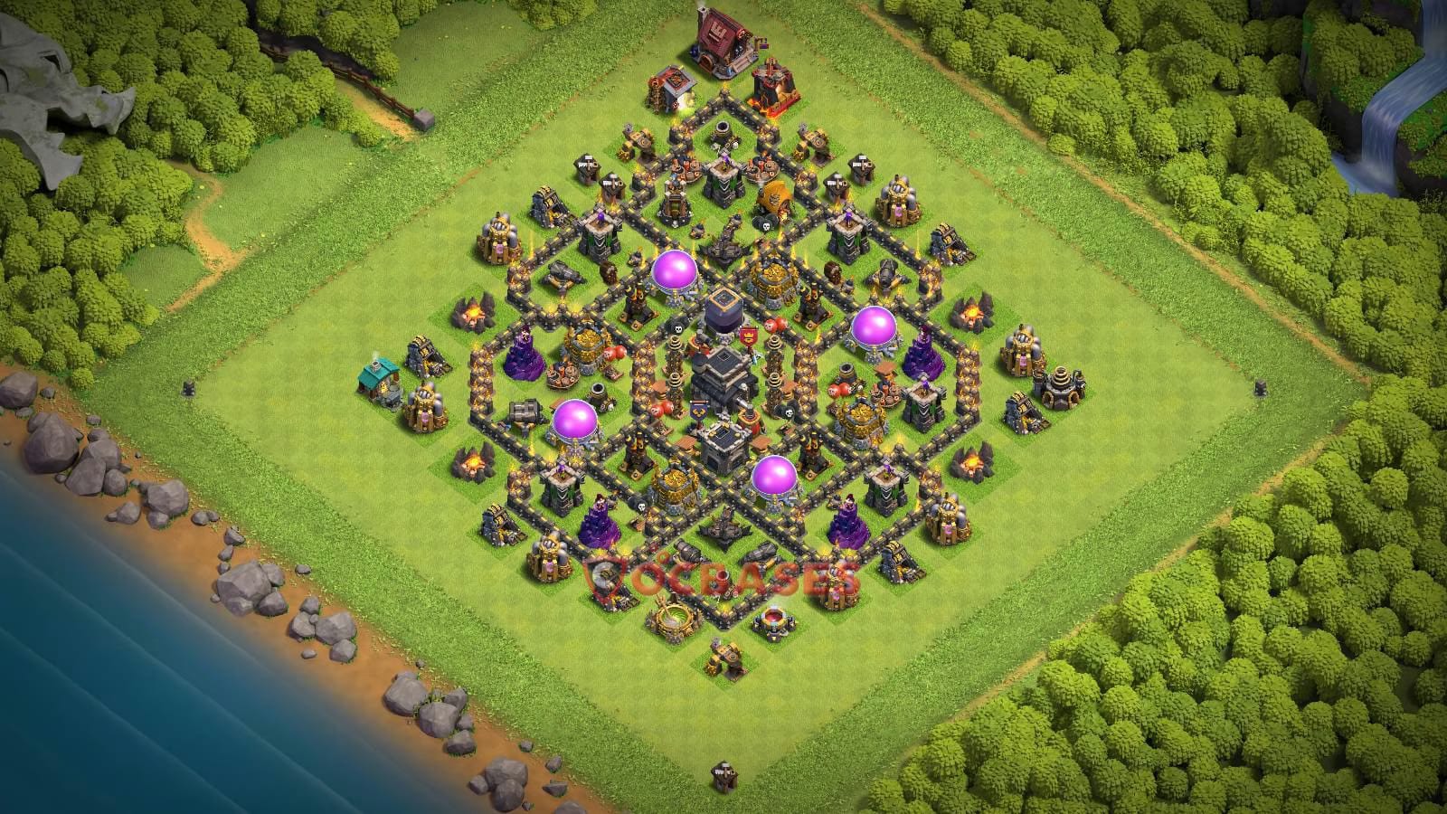 TH9 Anti 3 star Layout 36 - anti 3 stars, anti air base layout with copy link for Clash of Clans 2026