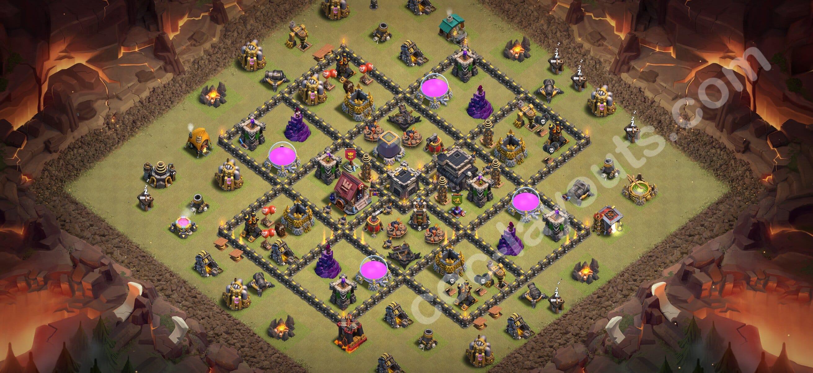 TH9 Trophy Layout 4 -  base layout with copy link for Clash of Clans 2026