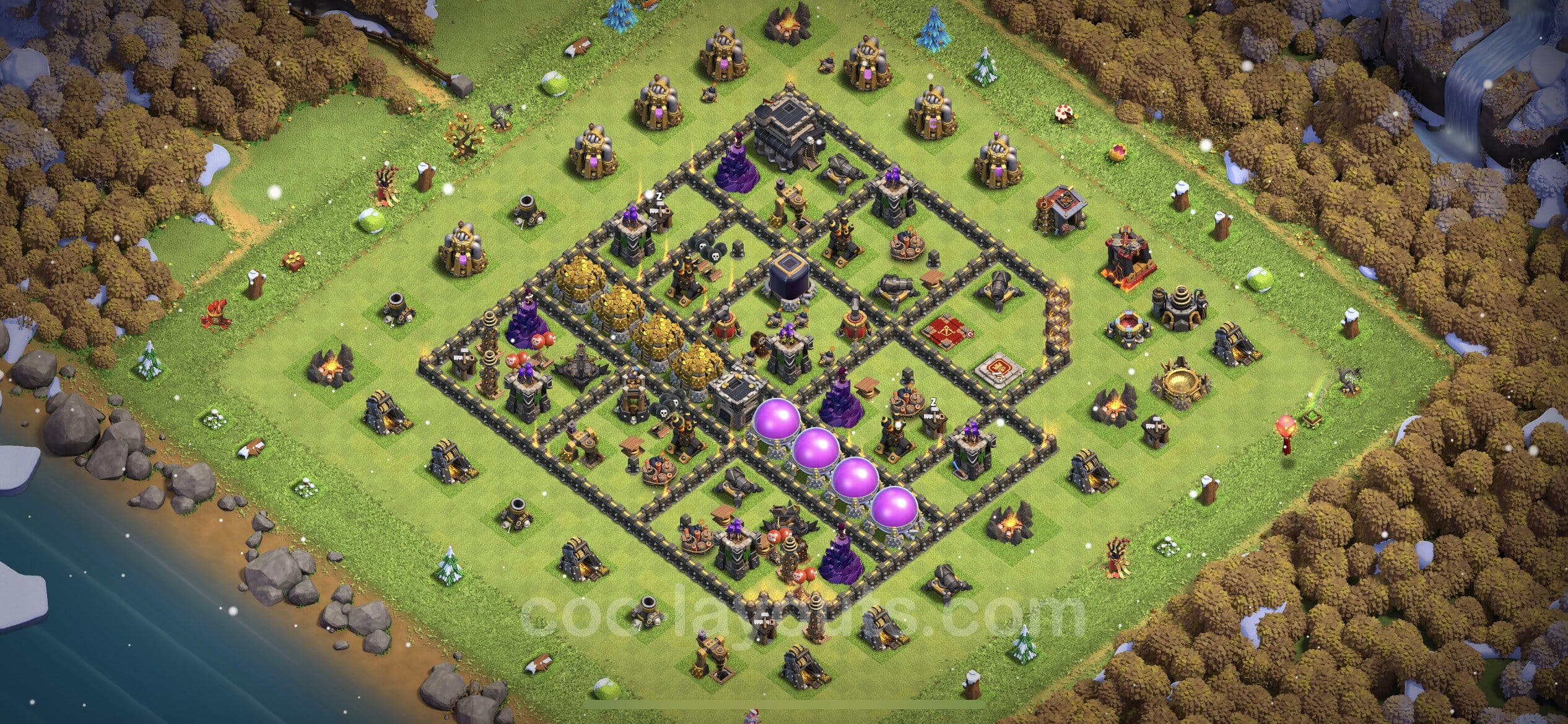 TH9 War Layout 17 -  base layout with copy link for Clash of Clans 2026