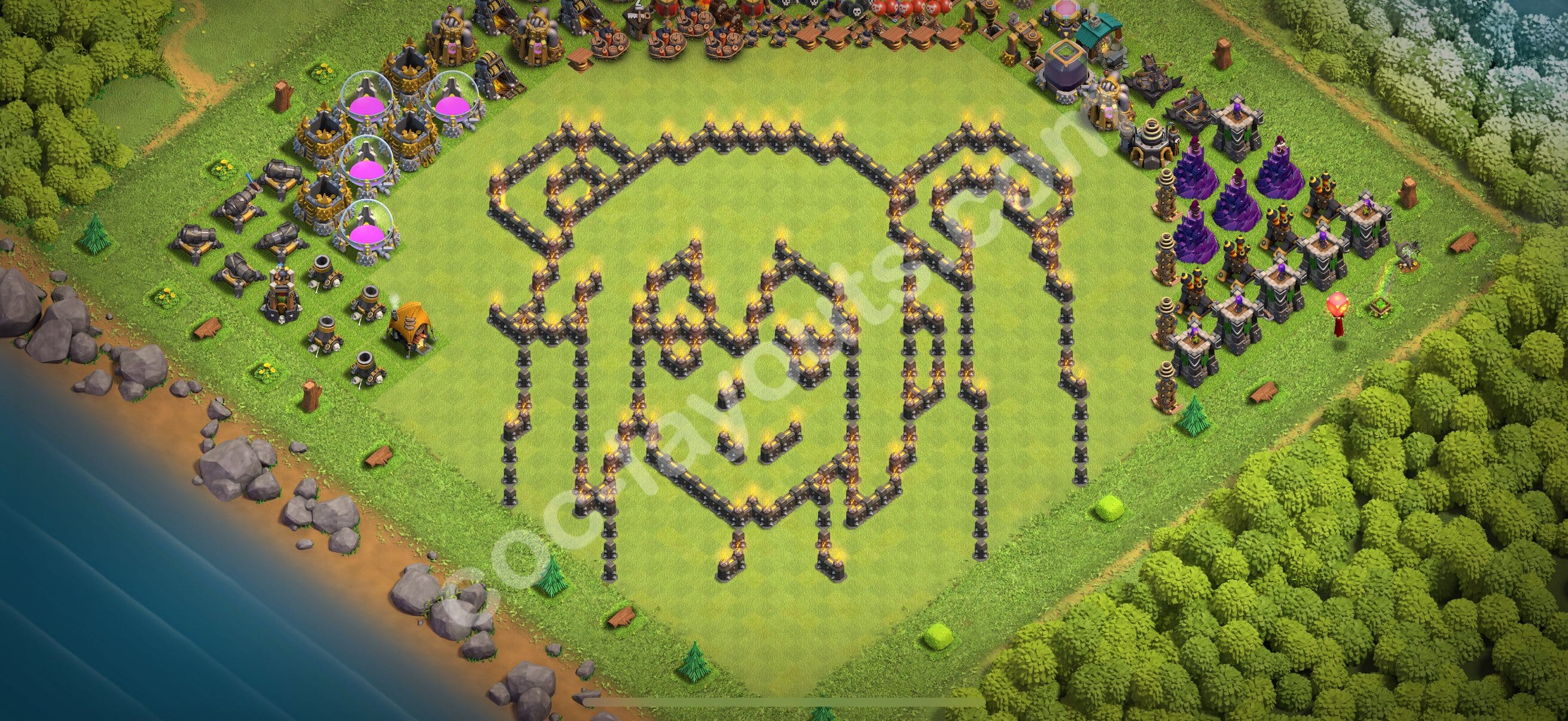 TH9 War Layout 22 -  base layout with copy link for Clash of Clans 2026