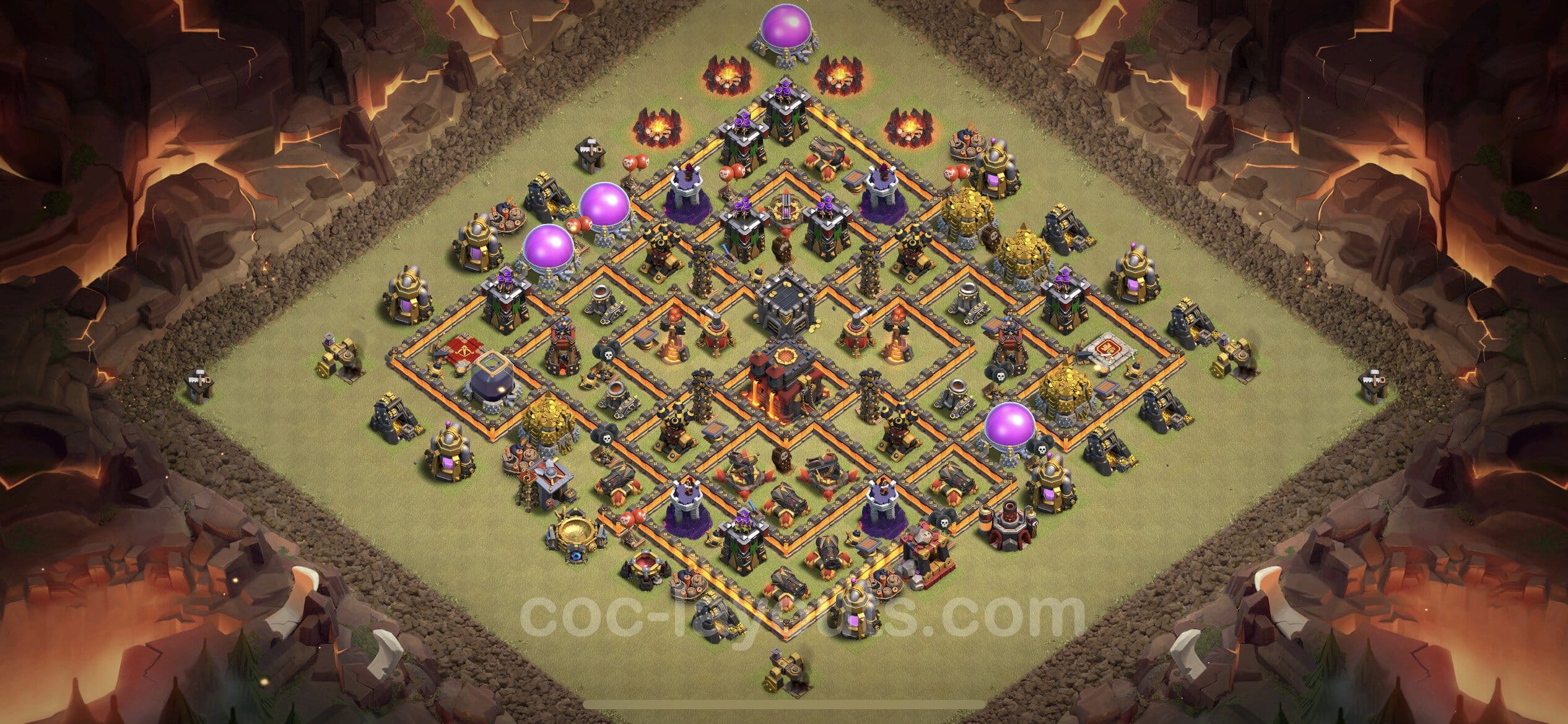 TH10 Trophy Layout 10 - base layout with copy link for Clash of Clans 2026