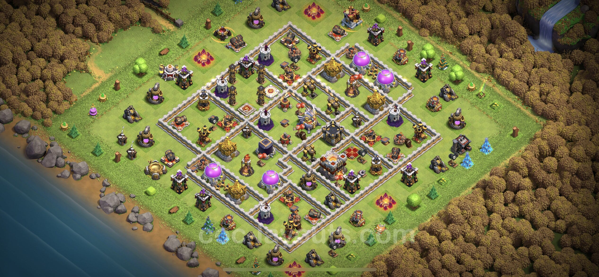 TH11 Trophy Layout 14 - base layout with copy link for Clash of Clans 2026