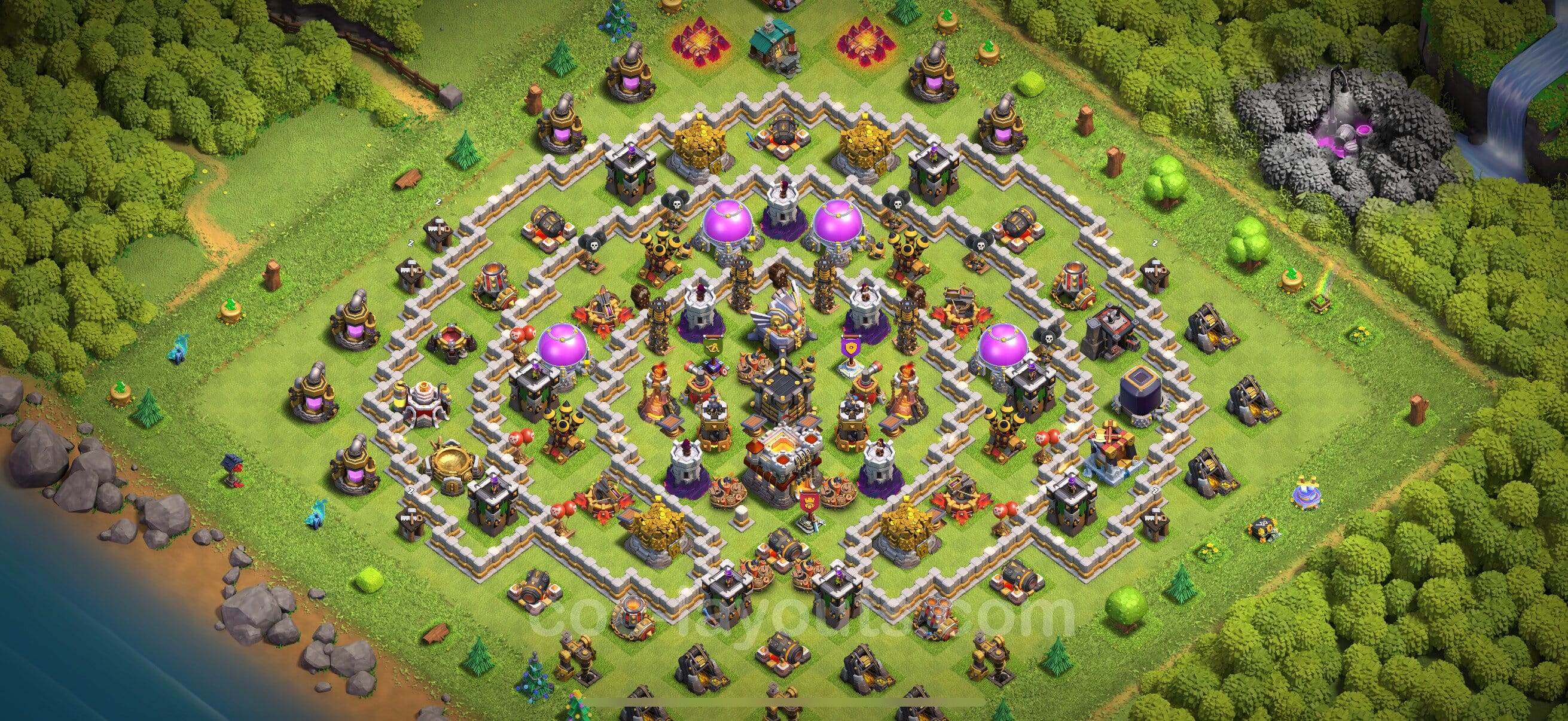 TH11 Trophy Layout 19 - base layout with copy link for Clash of Clans 2026