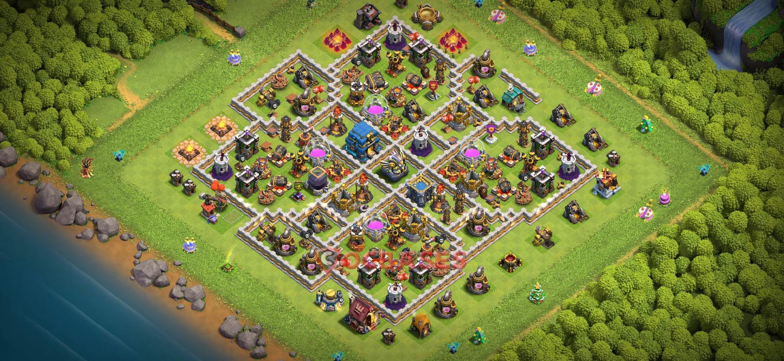 TH12 War Layout 13 - base layout with copy link for Clash of Clans 2026