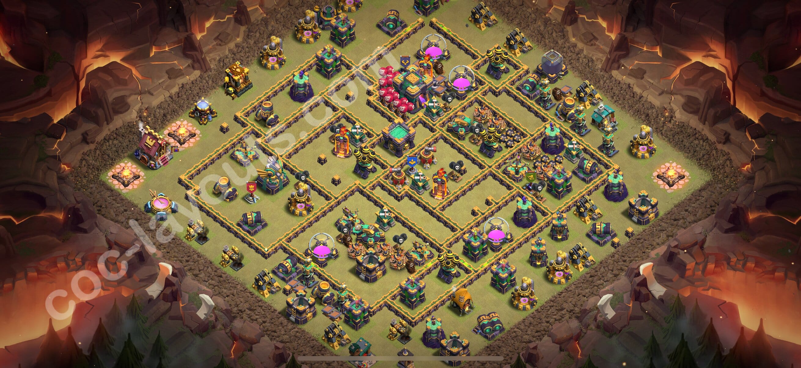 TH14 Trophy Layout 17 - base layout with copy link for Clash of Clans 2026
