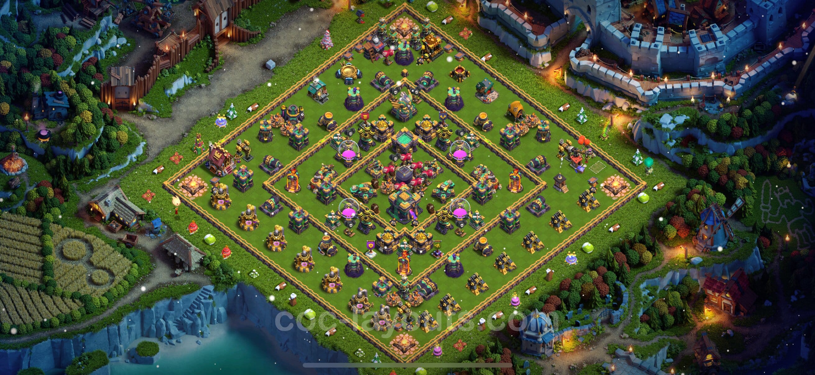 TH14 Trophy Layout 25 - base layout with copy link for Clash of Clans 2026