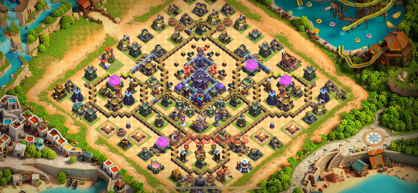 TH15 War Layout 27 - symmetric, anti electro dragon base layout with copy link for Clash of Clans 2026