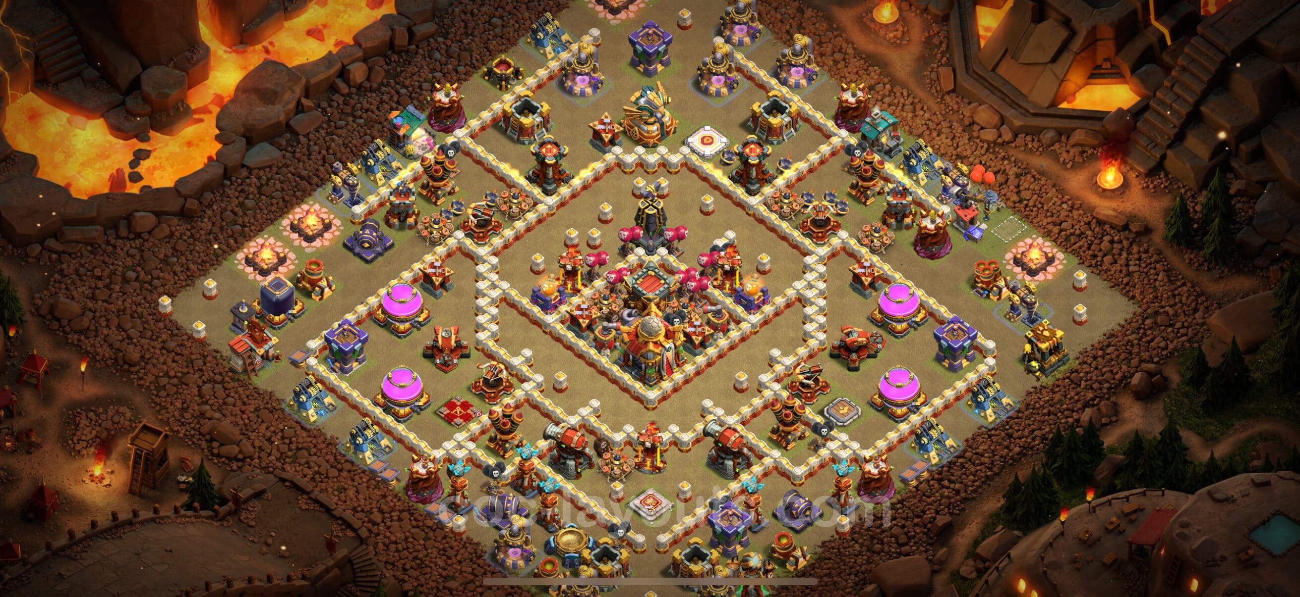 TH16 Trophy Layout 8 - base layout with copy link for Clash of Clans 2026