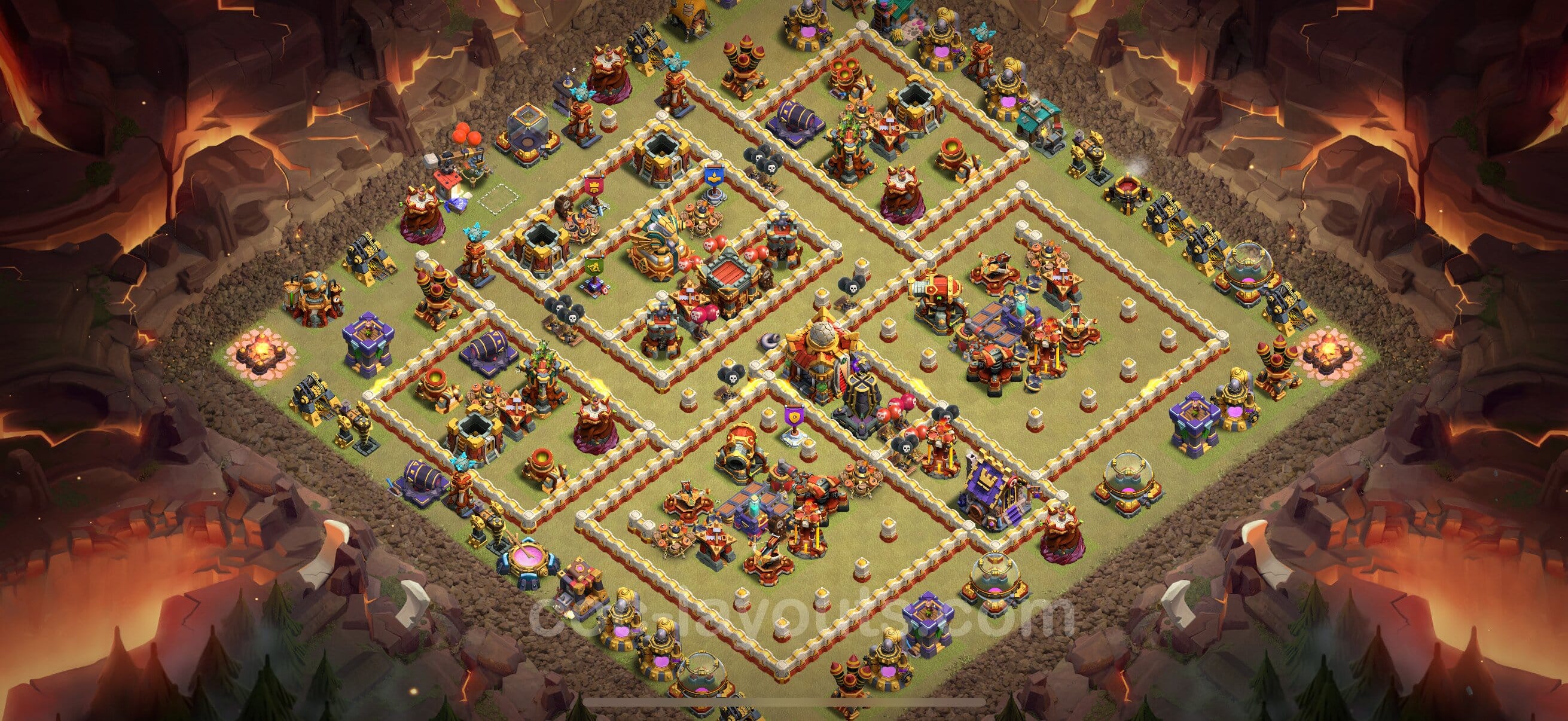 TH16 Trophy Layout 25 - base layout with copy link for Clash of Clans 2026
