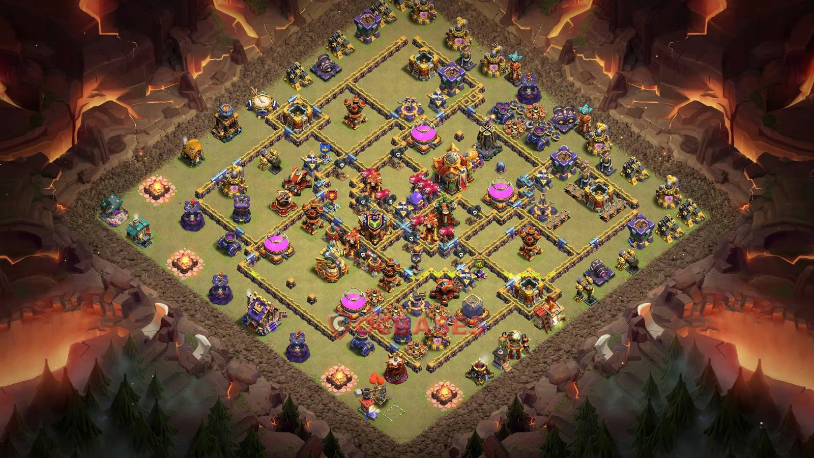 TH16 War Layout 21 - base layout with copy link for Clash of Clans 2026