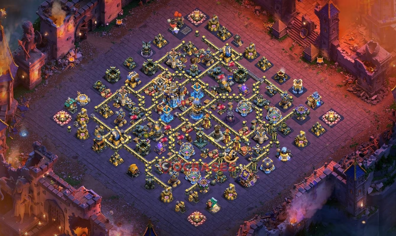 TH18 War Layout 27 - base layout with copy link for Clash of Clans 2026