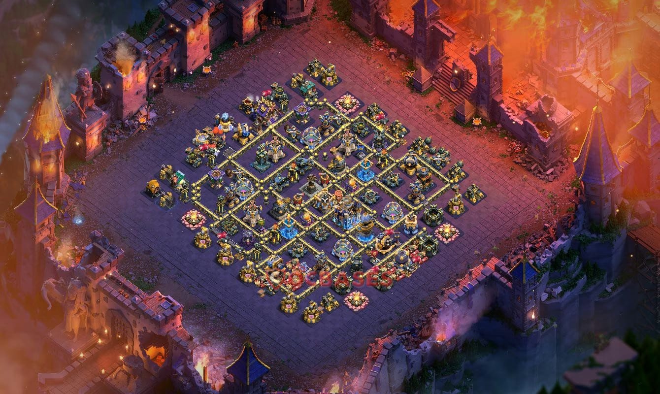 TH18 War Layout 29 - base layout with copy link for Clash of Clans 2026