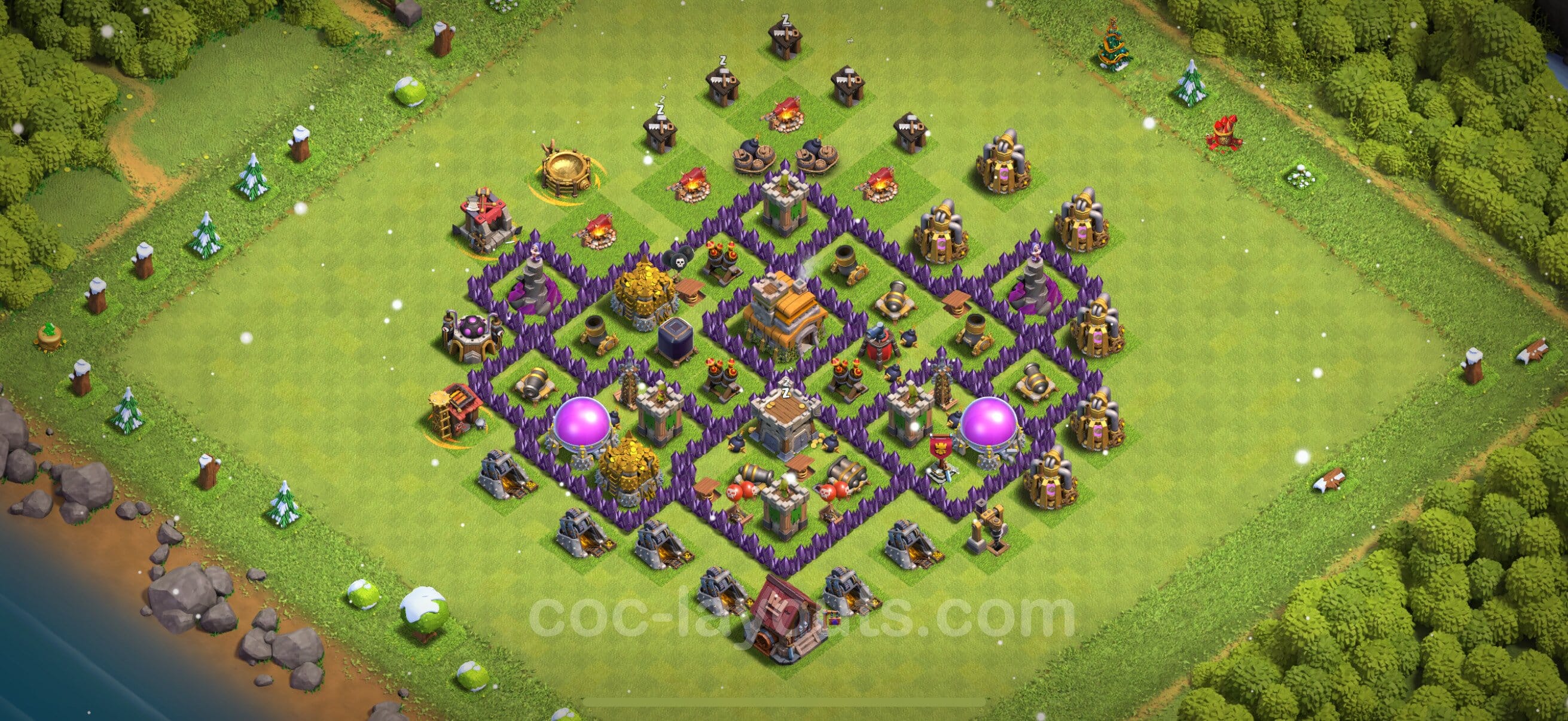 TH7 Fun Layout 34 - base layout with copy link for Clash of Clans 2026
