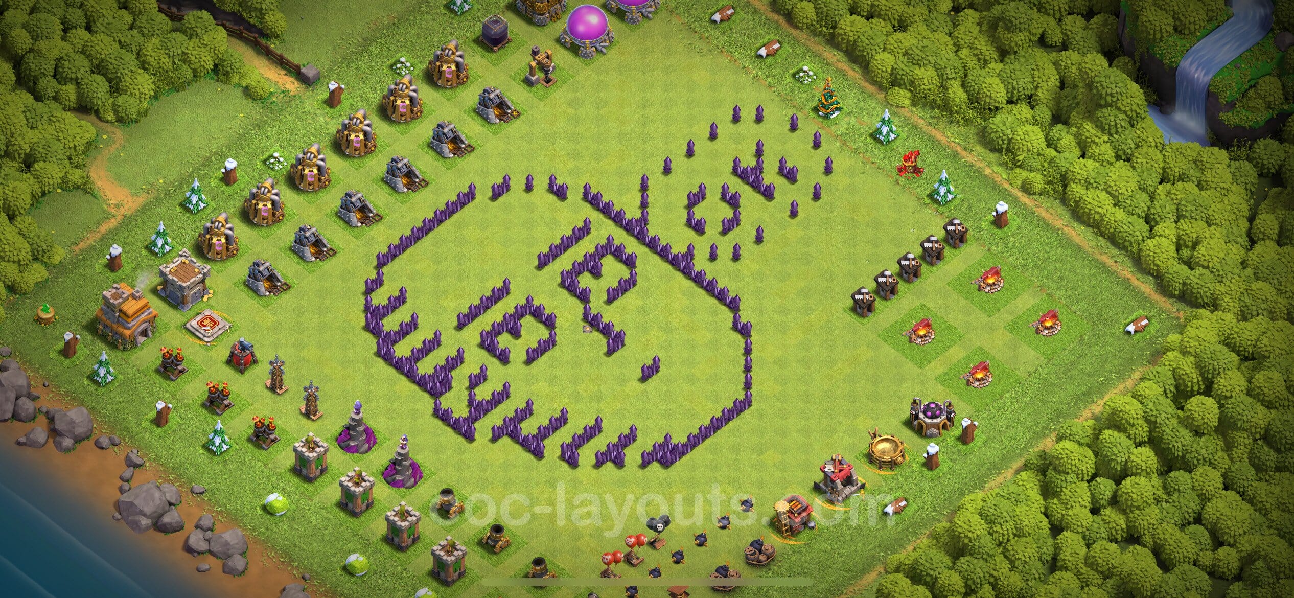 TH7 Trophy Layout 23 - base layout with copy link for Clash of Clans 2026