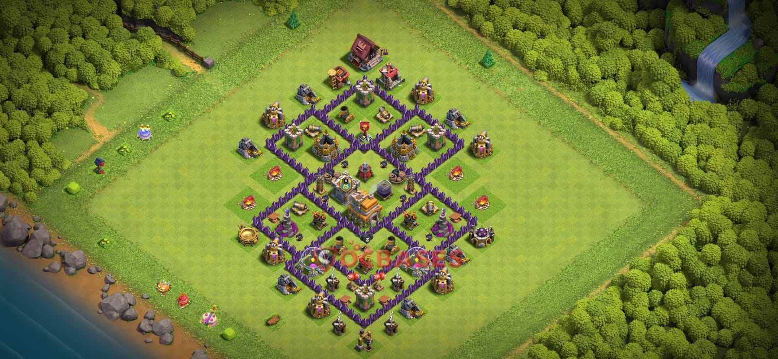 TH7 War Layout 9 - base layout with copy link for Clash of Clans 2026
