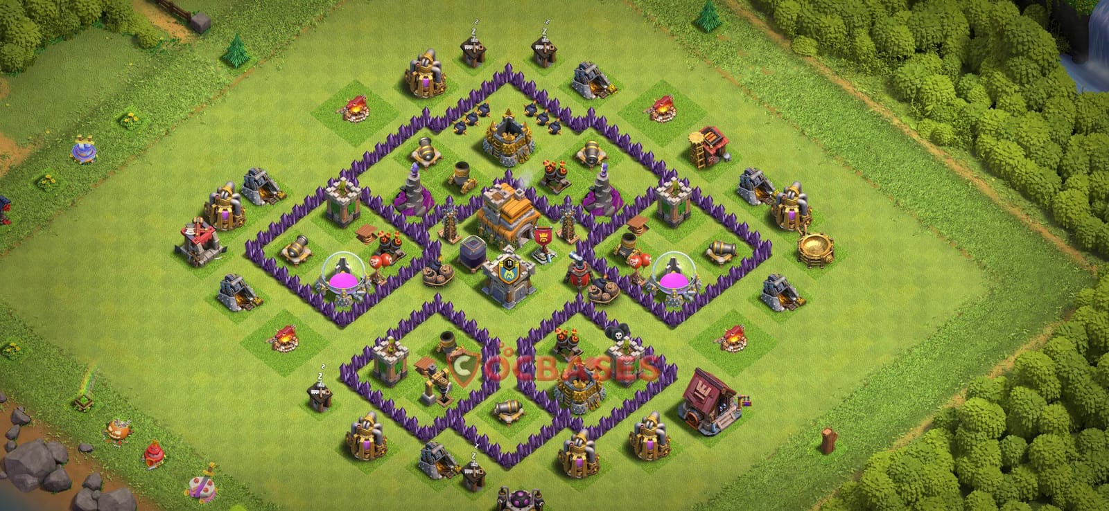 TH7 War Layout 24 - base layout with copy link for Clash of Clans 2026