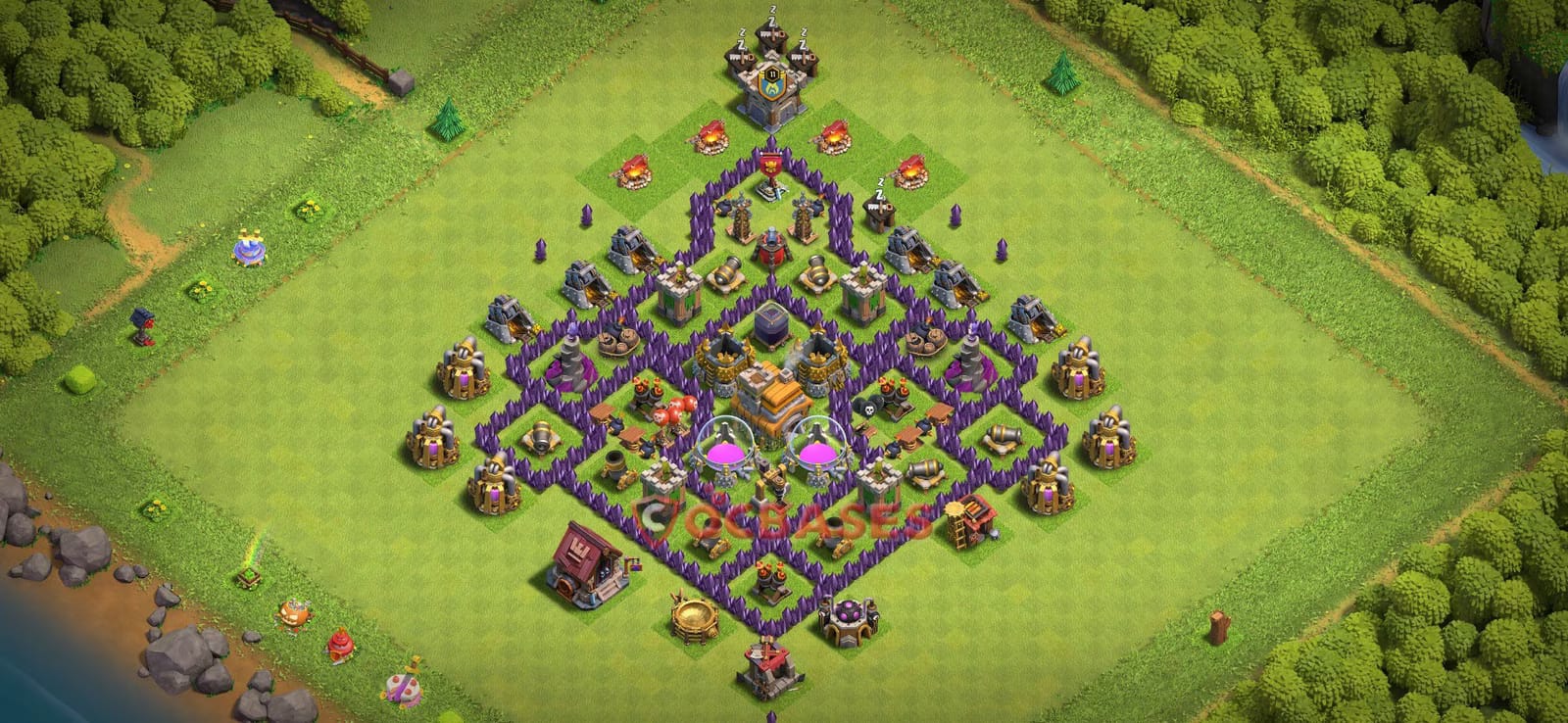 TH7 War Layout 25 - base layout with copy link for Clash of Clans 2026