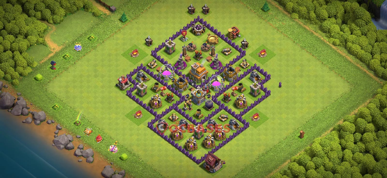 TH7 War Layout 35 - base layout with copy link for Clash of Clans 2026