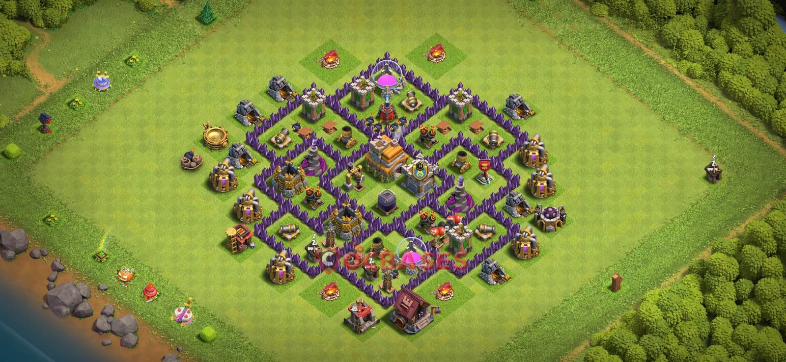 TH7 War Layout 36 - base layout with copy link for Clash of Clans 2026