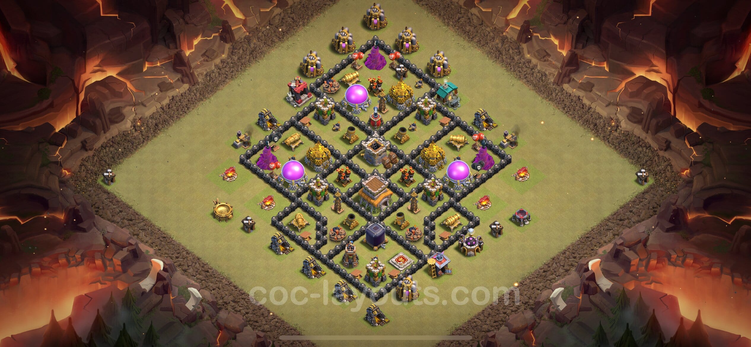 TH8 Farming Layout 27 - base layout with copy link for Clash of Clans 2026