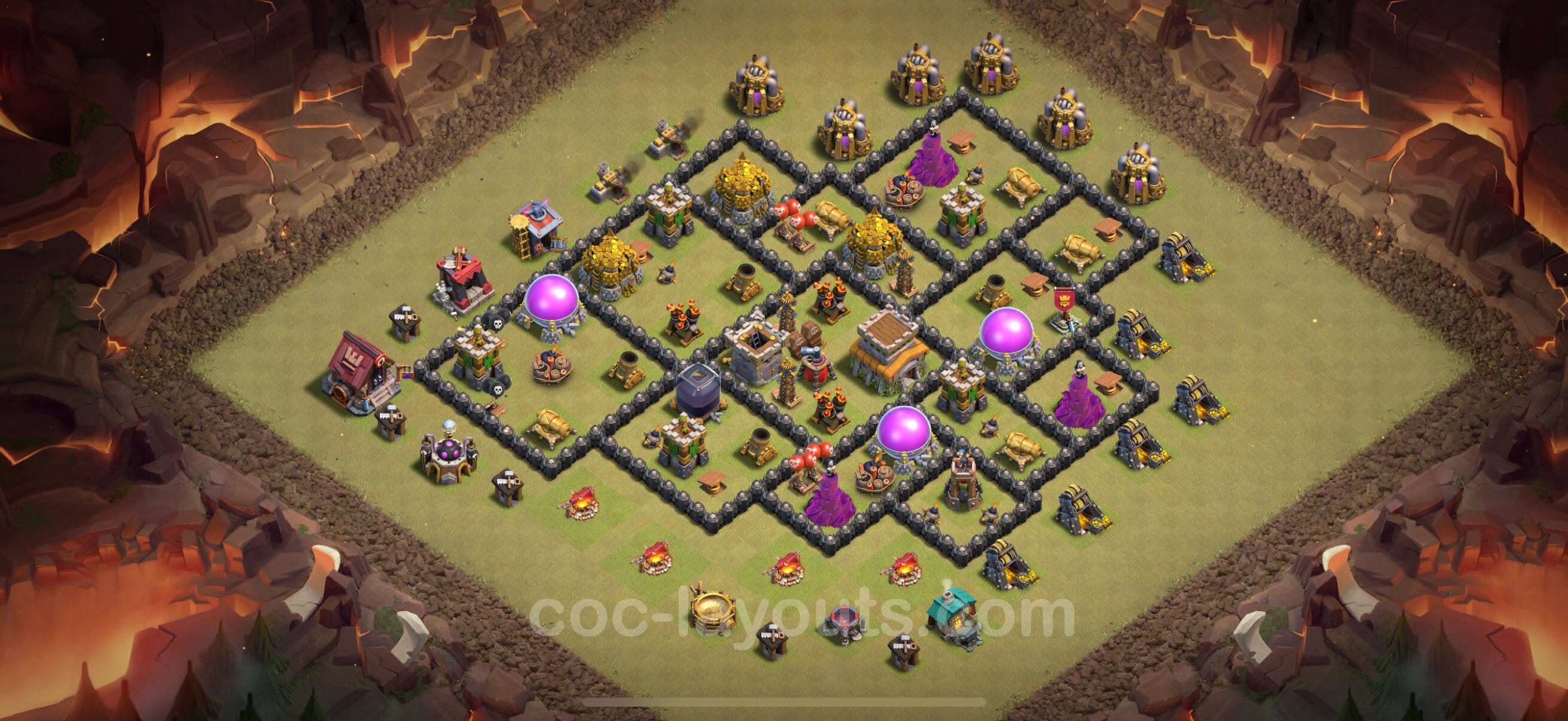 TH8 Fun Layout 10 - base layout with copy link for Clash of Clans 2026