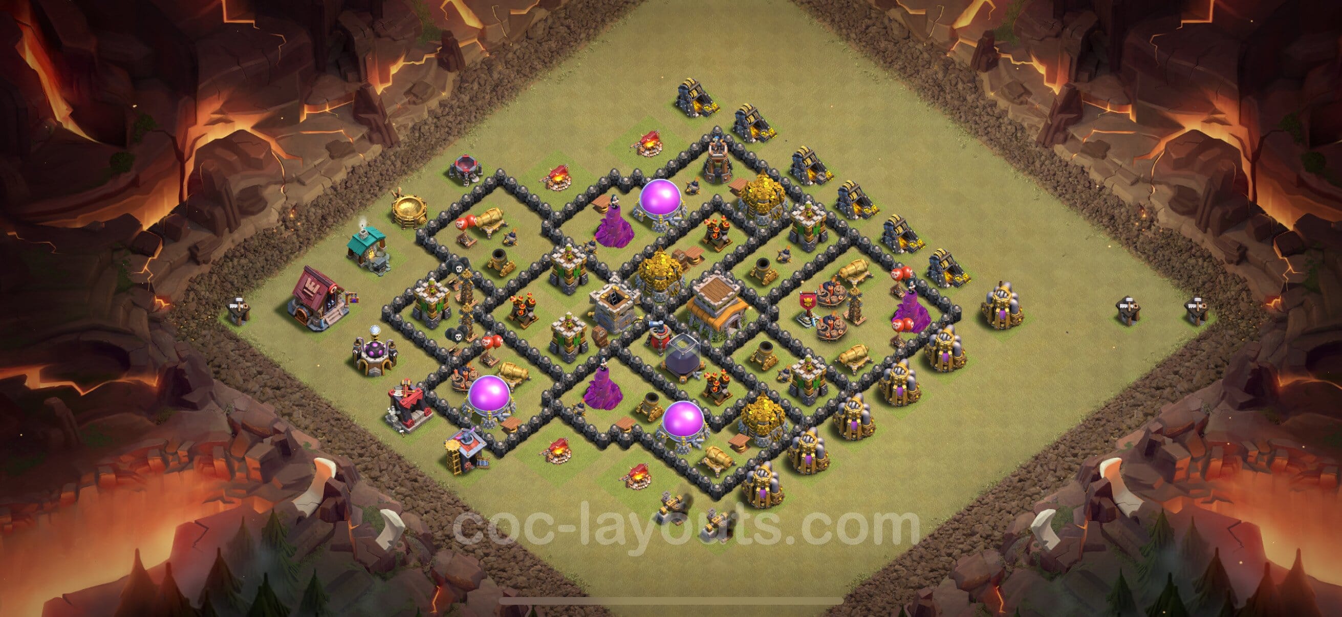 TH8 Fun Layout 34 - base layout with copy link for Clash of Clans 2026