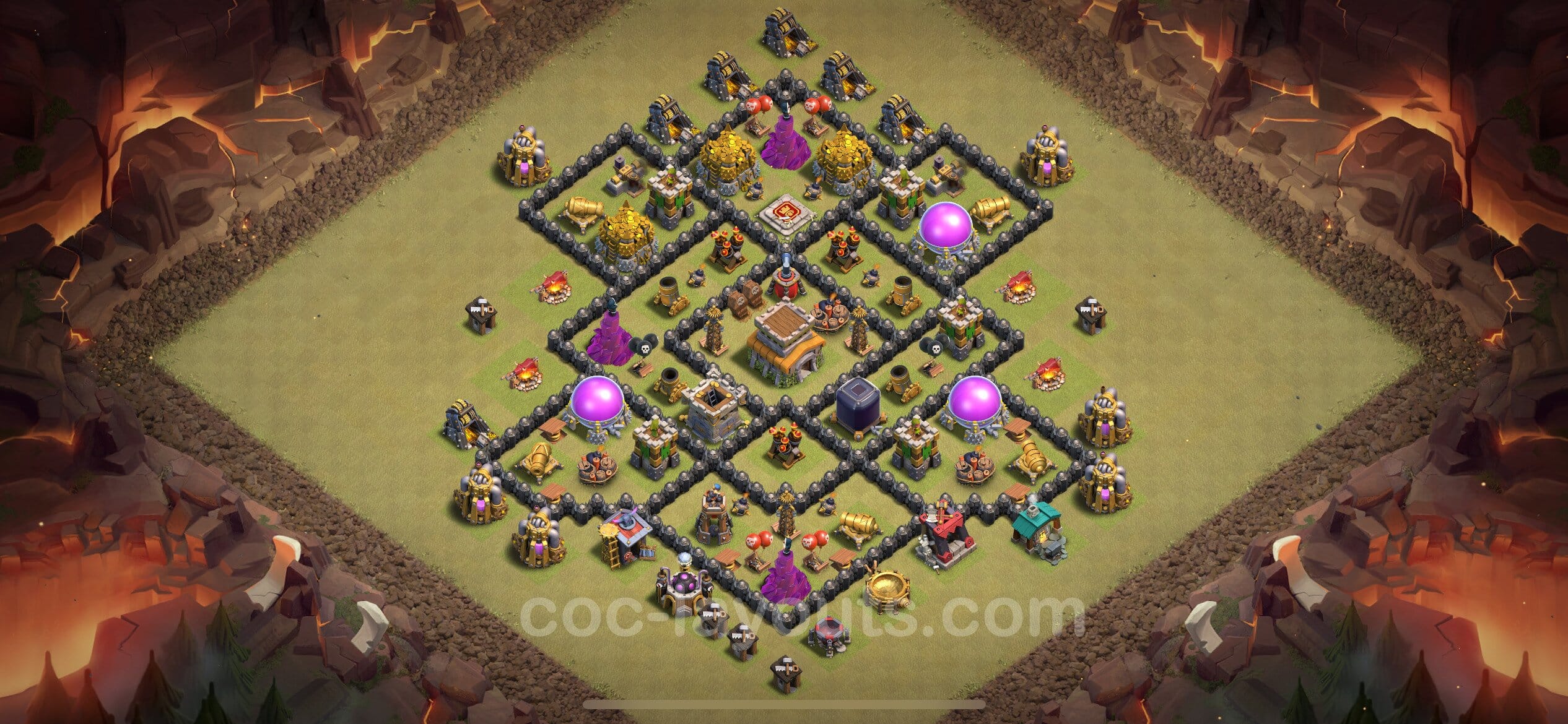 TH8 Trophy Layout 2 - base layout with copy link for Clash of Clans 2026