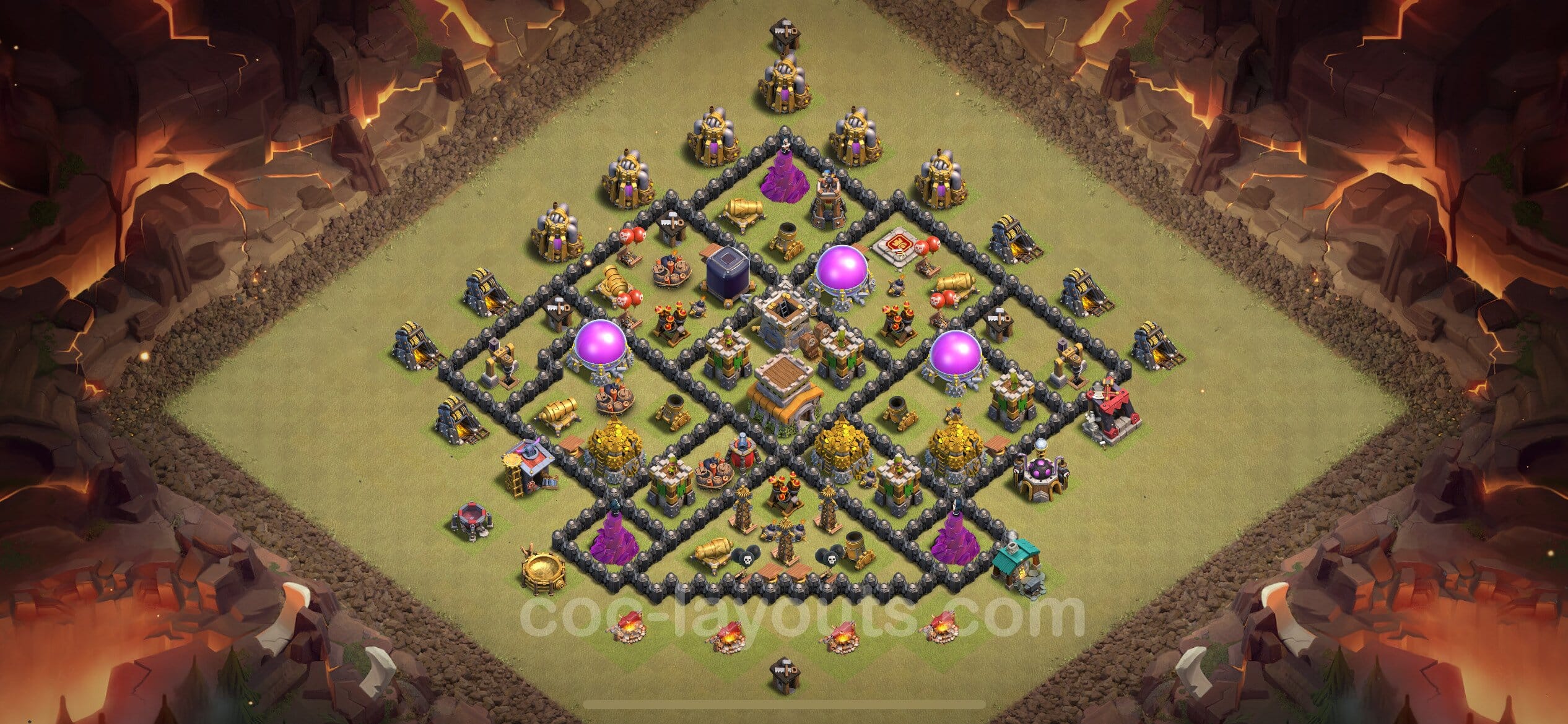 TH8 Trophy Layout 7 - base layout with copy link for Clash of Clans 2026