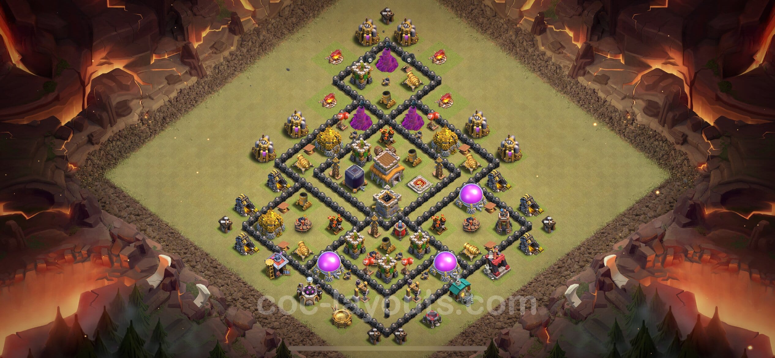 TH8 Trophy Layout 24 - base layout with copy link for Clash of Clans 2026