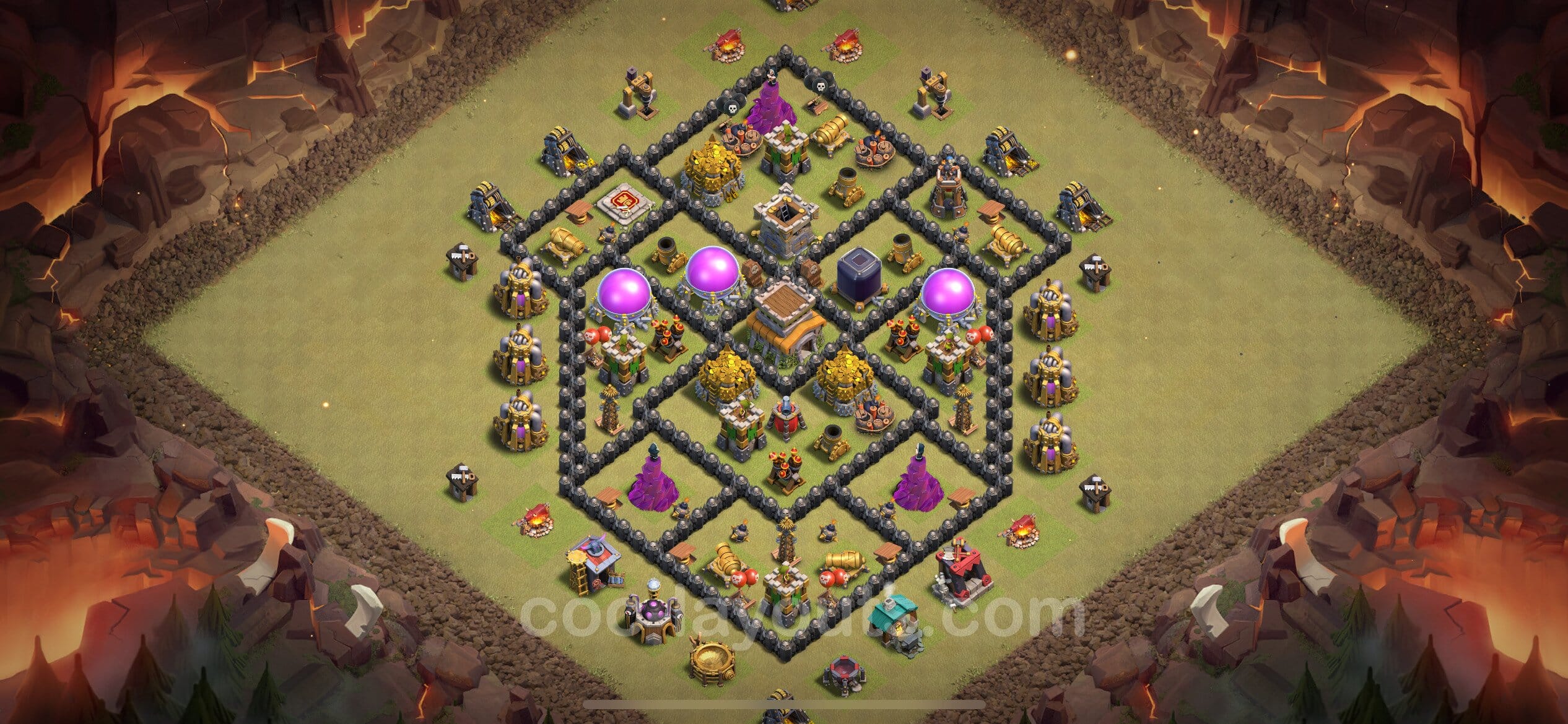 TH8 Trophy Layout 25 - base layout with copy link for Clash of Clans 2026
