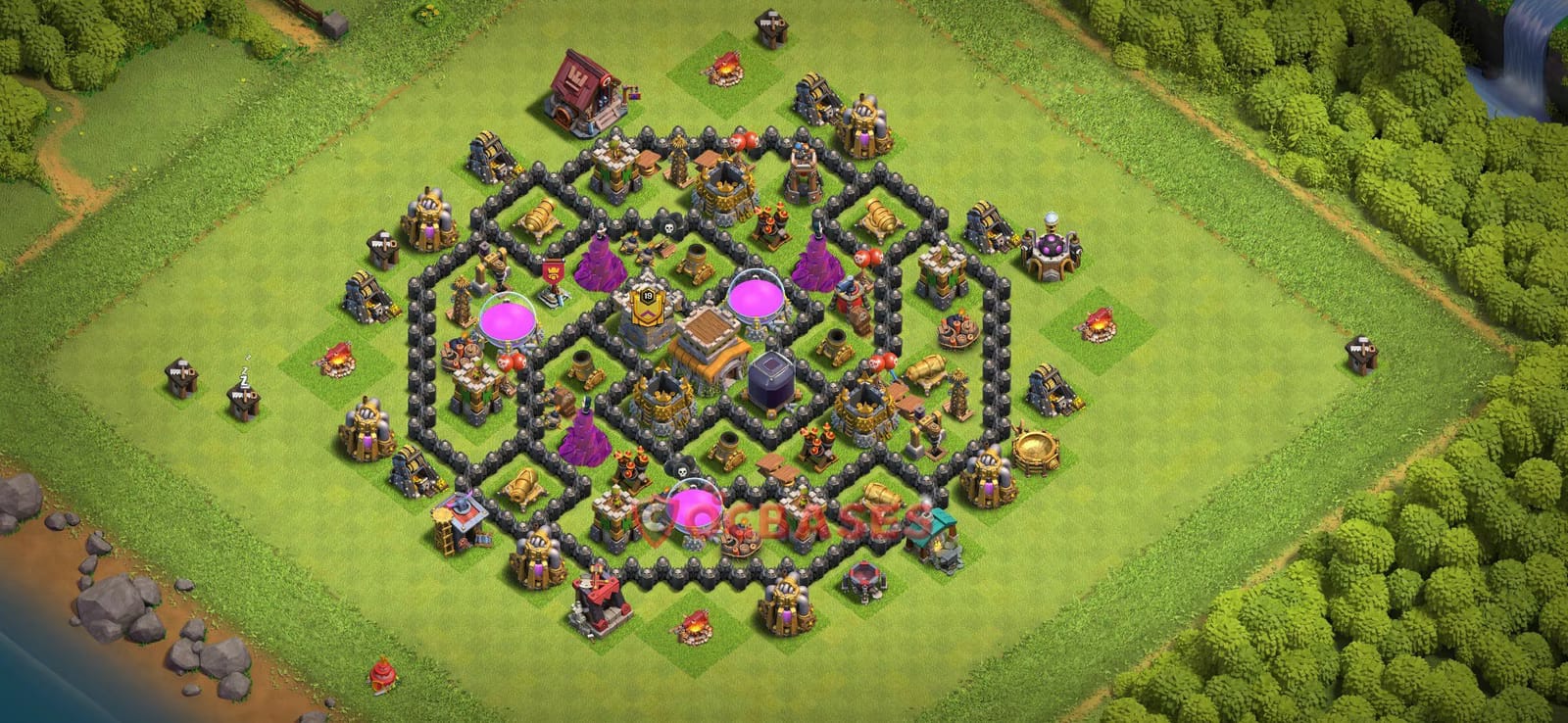 TH8 War Layout 10 - base layout with copy link for Clash of Clans 2026