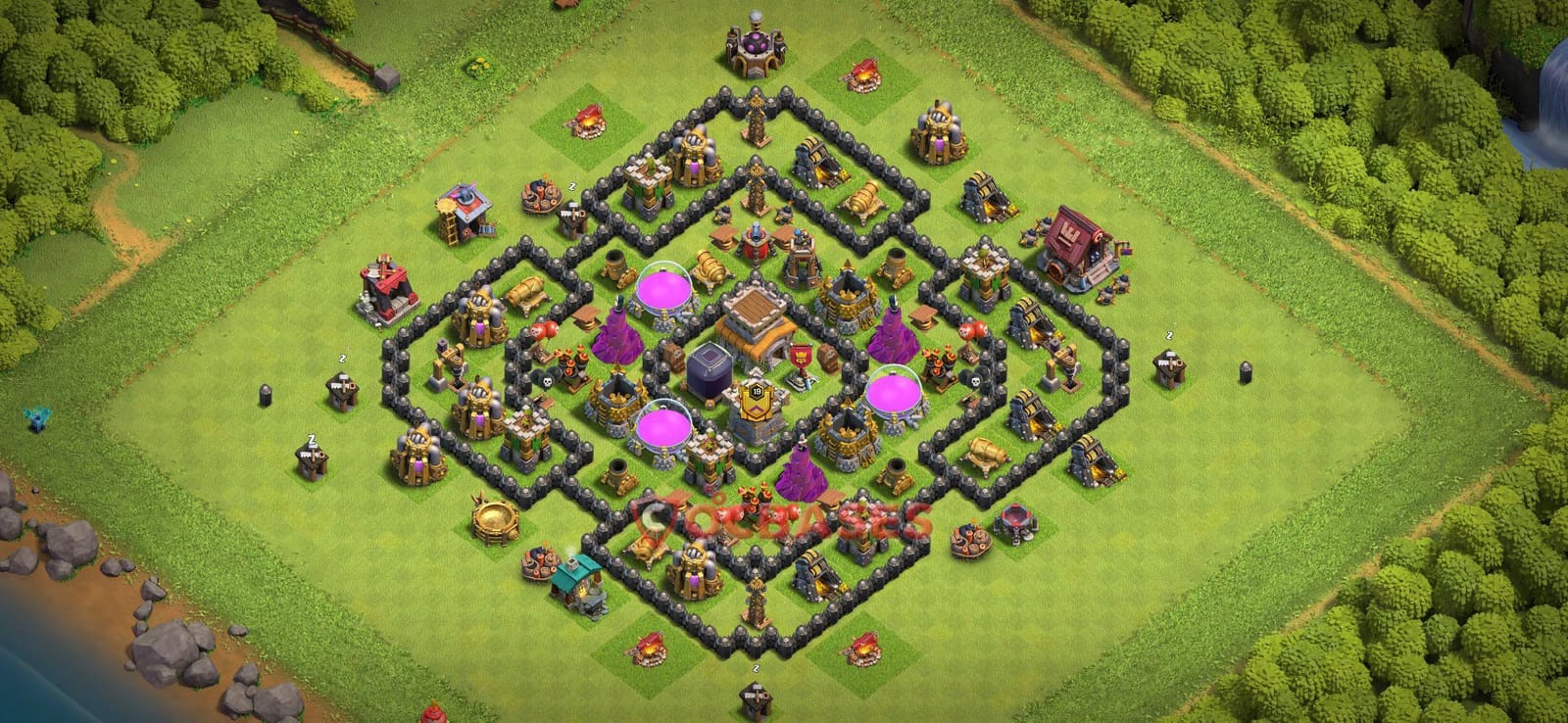 TH8 War Layout 11 - base layout with copy link for Clash of Clans 2026